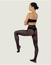 INSTOCK - After Hours — 50 Denier Diamond Checked Sheer Micromesh Tight