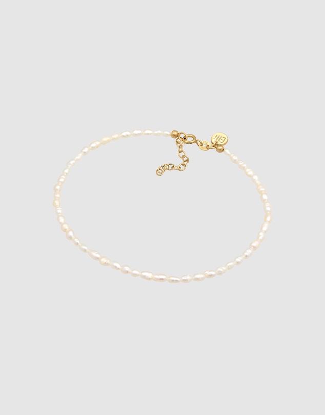 Elli Jewelry - Freshwater Pearl Anklet in Gold-Plated 925 Silver