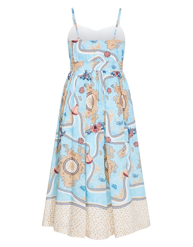 City Chic - Plus size Voyage Print Maxi Dress - sky blue