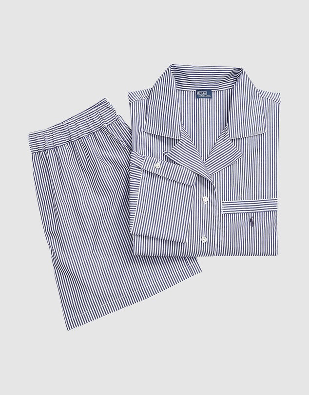Polo Ralph Lauren - Shirting Stripes Crop Top & Boxer Short Cotton Pyjama Set