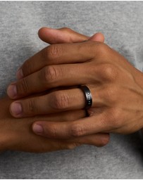 Michael Hill - 6mm Black Diamond Wedding Band in Black Titanium
