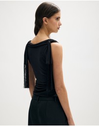 Minima Esenciales - Auden Jersey Fringe Scarf Top