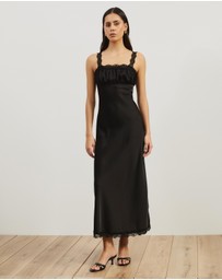 Atmos&Here - Rory Lace Trim Satin Slip Dress