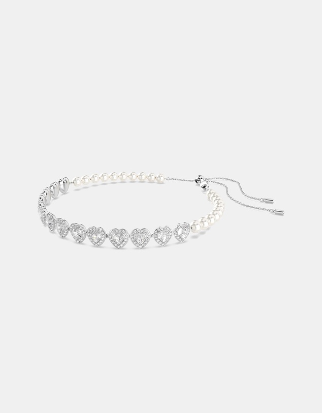 Swarovski - Ariana Grande x Swarovski Tennis choker, Mixed cuts, Heart, White, Rhodium plated