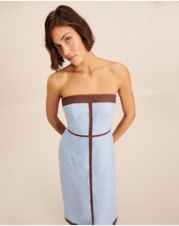 AERE - Ari Linen Contrast Strapless Dress