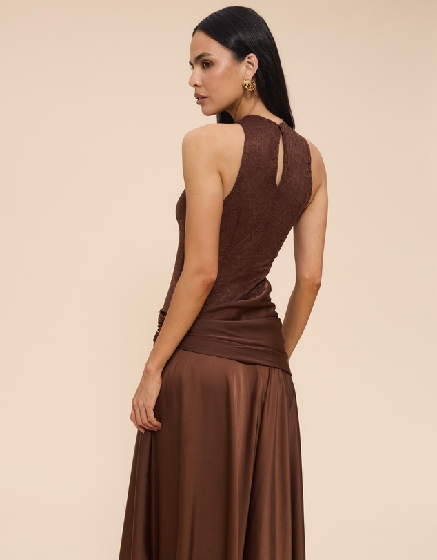 CHANCERY - Layla High Neck Lace Panelled Maxi Dress