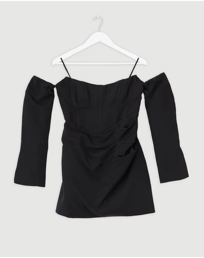 Revibe - Repaired Shona Joy Oakley Strapless Draped Mini Dress - AU 10