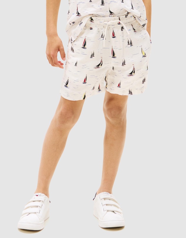 Tommy Hilfiger - Print Woven Linen Blend Shorts - Kids