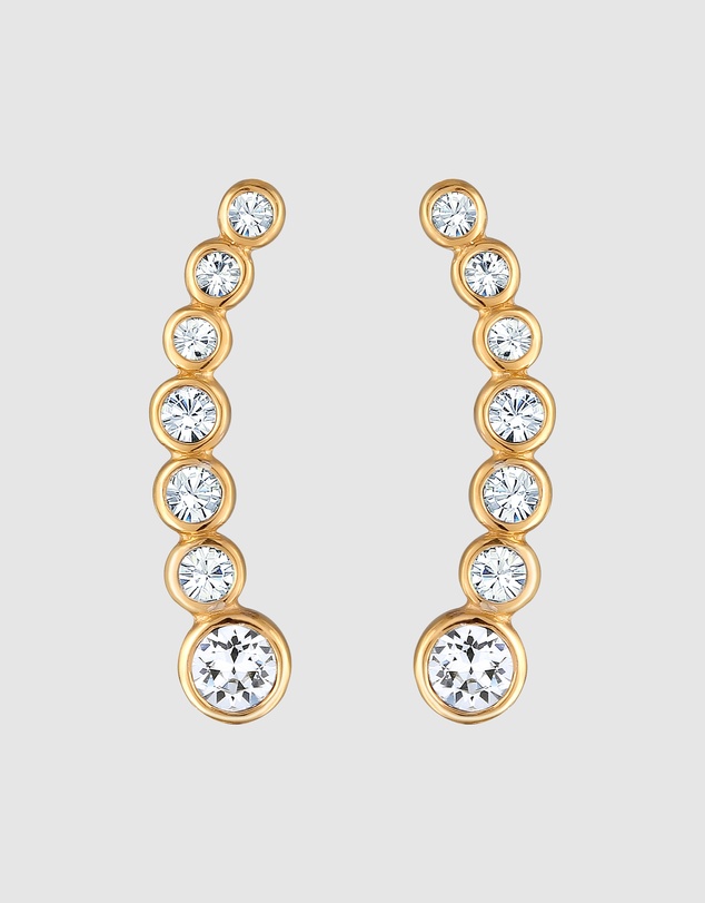 Elli Jewelry - Crystal Ear Climber Earrings in Gold-Plated 925 Silver