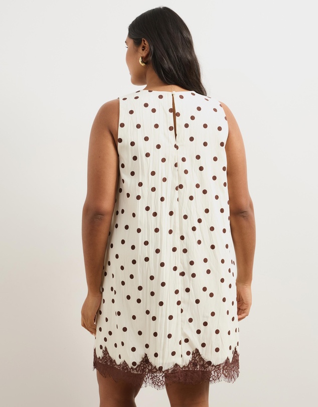 Atmos&Here Curvy - Polka Dot Mini Dress With Lace Trim