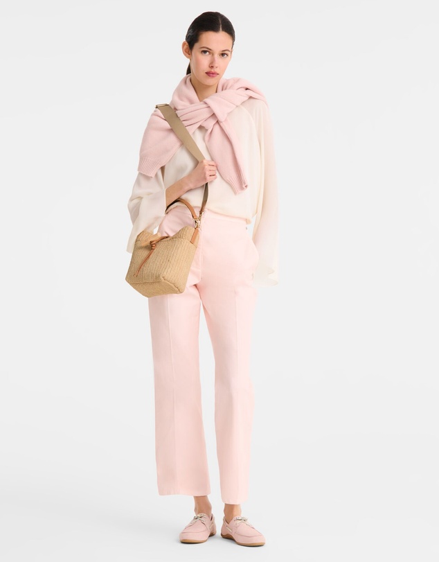 Longchamp - Le Roseau Raphia Canvas Bucket Bag - XS