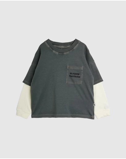 Mini Rodini - M.Rodini Field Notes Embroidered LS Tee - Babies-Teens