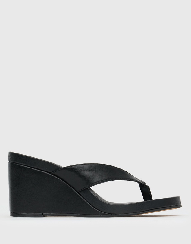 Betts - Wider Fit Sable Thong Wedge Casual Sandals
