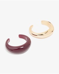 Lovisa - Gold & Dark Red Acrylic Bubble Wrist Cuffs 2-Pack