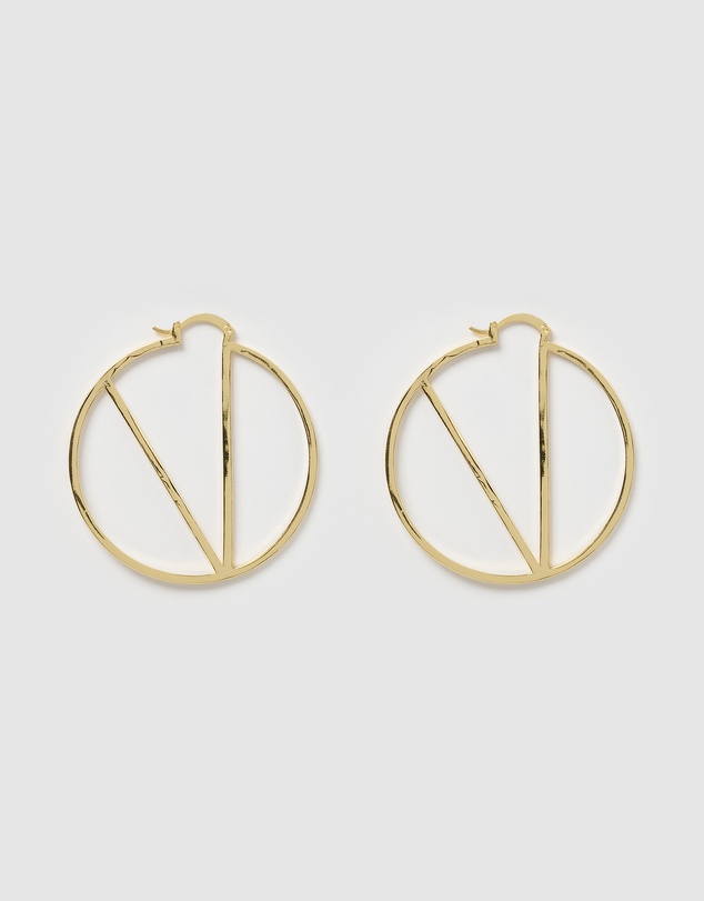 Izoa - Alphabet Letter V Hoop Earrings