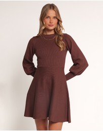 Petal & Pup - Gigi Long Sleeve Mini Dress - Brown