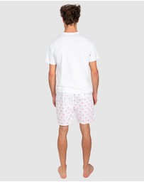 Sant And Abel - Men's Pink Palm Tree Sleep Shorts