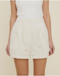 The Fated - Esther Tuck Broderie Shorts