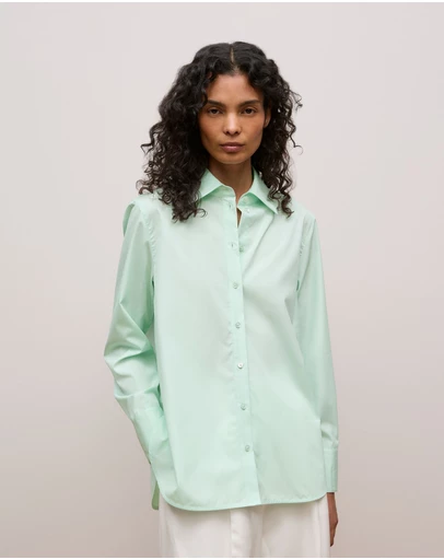 Trenery - Cotton Poplin Long Sleeve Shirt in Peppermint
