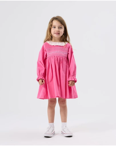 Goldie + Ace - Daphne Long Sleeve Corduroy Smocked Dress - ICONIC EXCLUSIVE - Babies-Kids