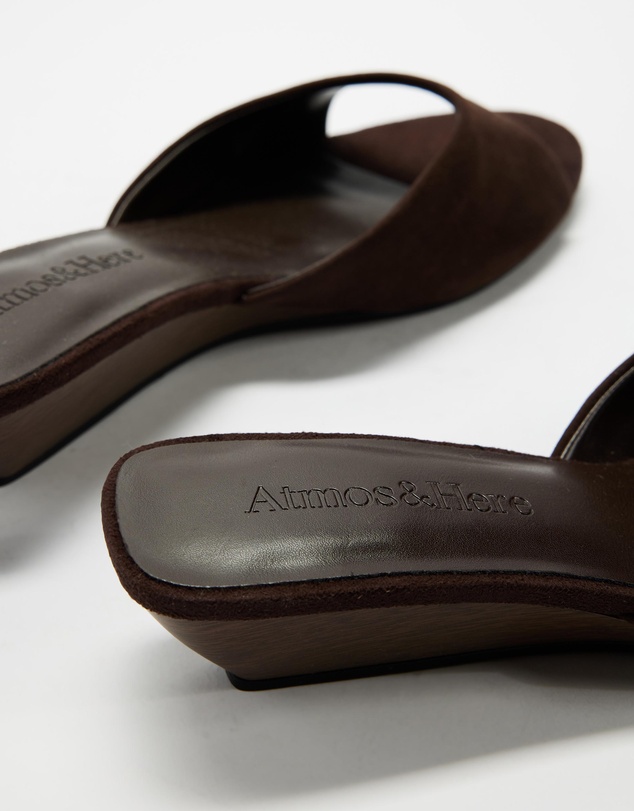 Atmos&Here - Tulum Peep Toe Suede Wedge Sandals
