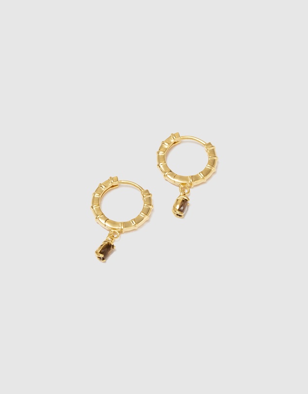 Kirstin Ash - Deco Smokey Quartz Hoops