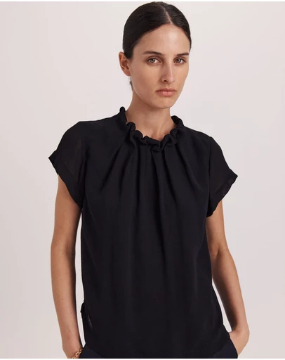 SABA - Willa High Neck Short Sleeve Top