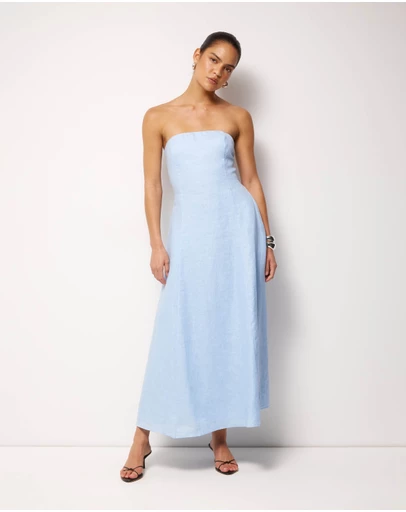 AERE - Florence Linen Strapless Maxi Dress