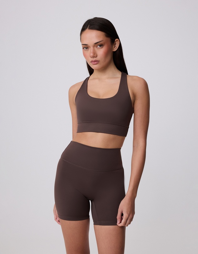 Upstate - Contour+ Mesh Back Crop - Ground Coffee