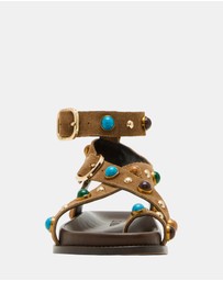 Steve Madden - Linear Taupe Suede Sandals
