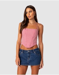 EDIKTED - Pippa Gingham Lace Up Corset