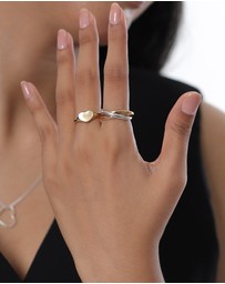 Elli Jewelry - Ring Signet heart love symbol in 925 sterling silver gold plated