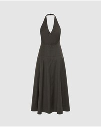 St. Agni - Wool Halter Plunge Dress