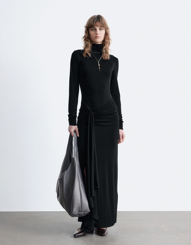 & Other Stories - Tie-Detail Turtleneck Midi Dress