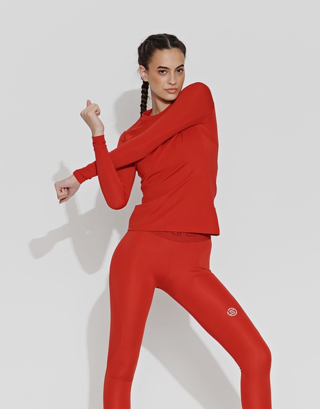 SKINS - SKINS Compression Women's Series-2 Gym Clothing Long Sleeve Top Red