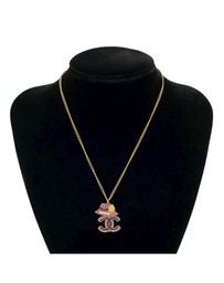 Pre-Loved by Azura Reborn - Pre-Loved Gold Plated Rhinestone CC and Camellia Hat Pendant Necklace