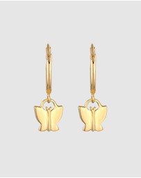 Elli Jewelry - Earrings Kids Creoles butterfly pendant in 925 sterling silver gold plated