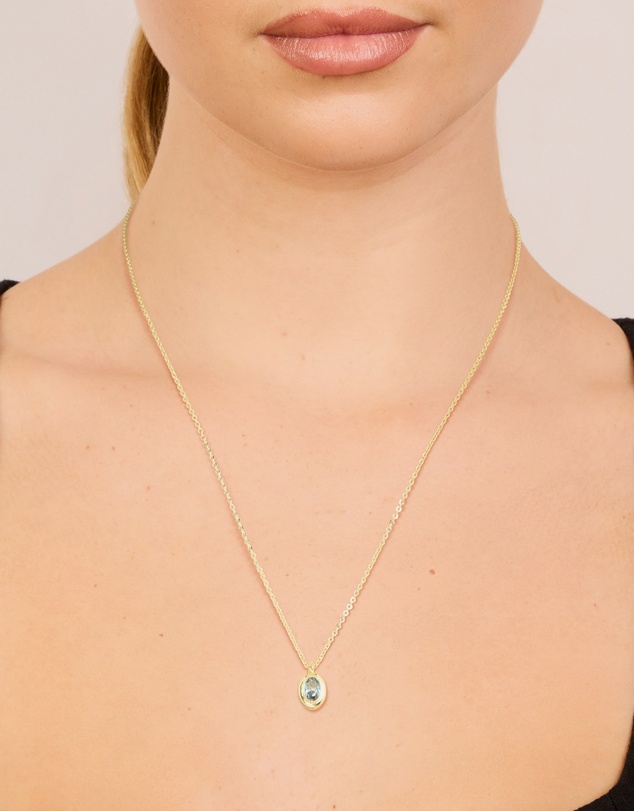 Lovisa - Gold Plated Brass Aquamarine Cubic Zirconia March Birthstone Necklace