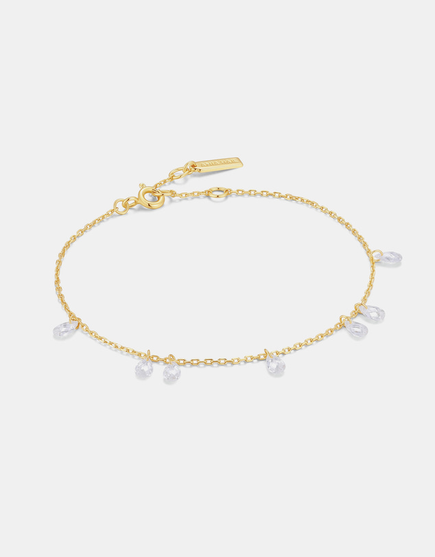 Ania Haie - Gold Ethereal Teardrop Dangle Station Bracelet