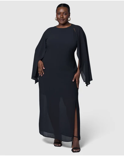 Pink Dusk by Curve Project - Eclipse Cape Maxi Dress