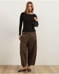 Atmos&Here - Contrast Long Sleeve Organic Cotton T-Shirt