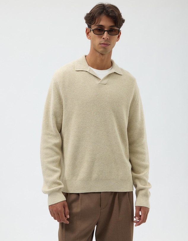 AERE - Wool Blend Chunky Knit Polo