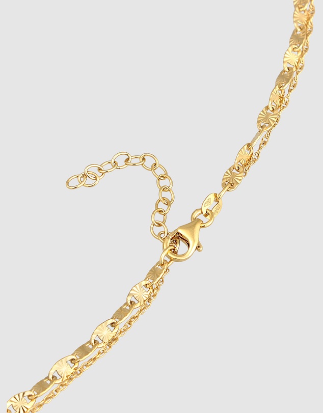 Elli Jewelry - Vintage Platelet Layer Necklace in Gold-Plated 925 Silver