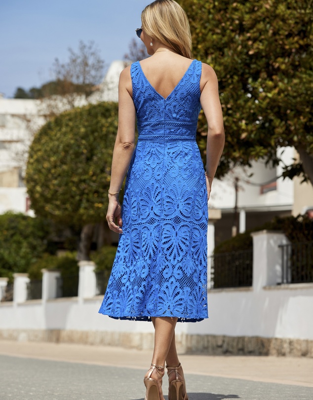 Sosandar - Lace Ruffle Hem Midi Dress