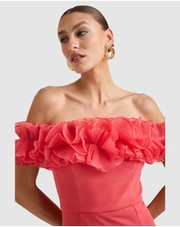 Romance by Honey and Beau - Trevia Frill Neckline Midi Dress