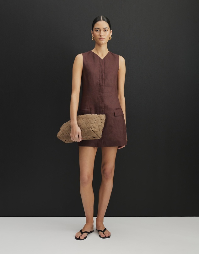 AERE - Tamsin Linen Mini Shift Dress