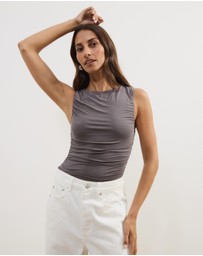 Atmos&Here - Effie Sleeveless Gathered Jersey Bodysuit