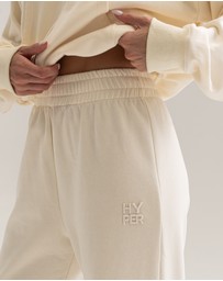 HyperLuxe The Label - Logo Embroidered Straight Leg Sweatpants