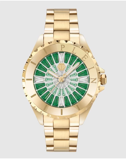 Philipp Plein - Philipp Plein Heaven 34mm Green Dial Recycled Gold-Tone Stainless Steel Bracelet Watch
