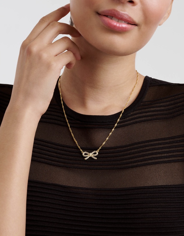 Ted Baker - RIBAH: Crystal Ribbon Bow Pendant Necklace